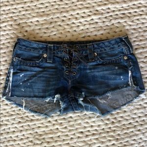 True Religion Leather Laced Up Shorts